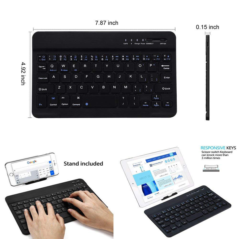 Mini ultraohut langaton bluetooth-näppäimistö 7/9/10 tuuman bluetooth 3.0 -näppäimistö ipad-puhelimen tabletille, jossa on windows/android/ios
