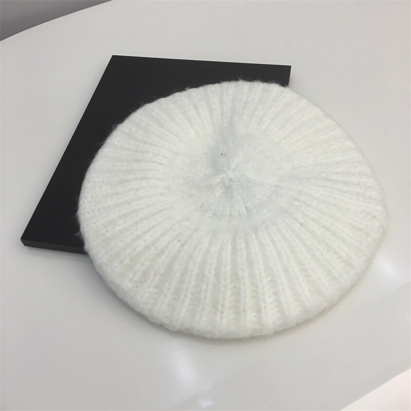 Plain Thicken Gebreide Wollen Muts Stretch Franse Grandado plain-thicken-gebreide-wollen-muts-stretch-franse-grandado