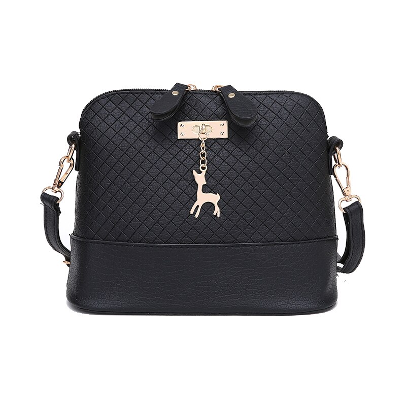 Jahrgang Plaid Crossbody-tasche Frauen PU Leder Schulter Tasche Kleine Hülse Tasche Hirsch Anhänger Umhängetasche Einkaufs Dame Geldbörse bolso: Schwarz