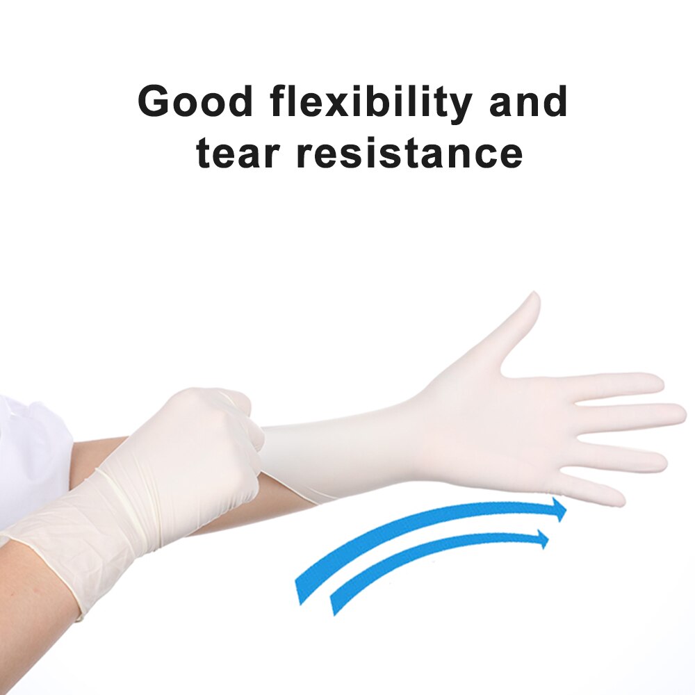 100pz guanti monouso in reticolo bianco antiscivolo acido e alcali laboratorio guanti in reticolo di gomma prodotti per la pulizia della casa