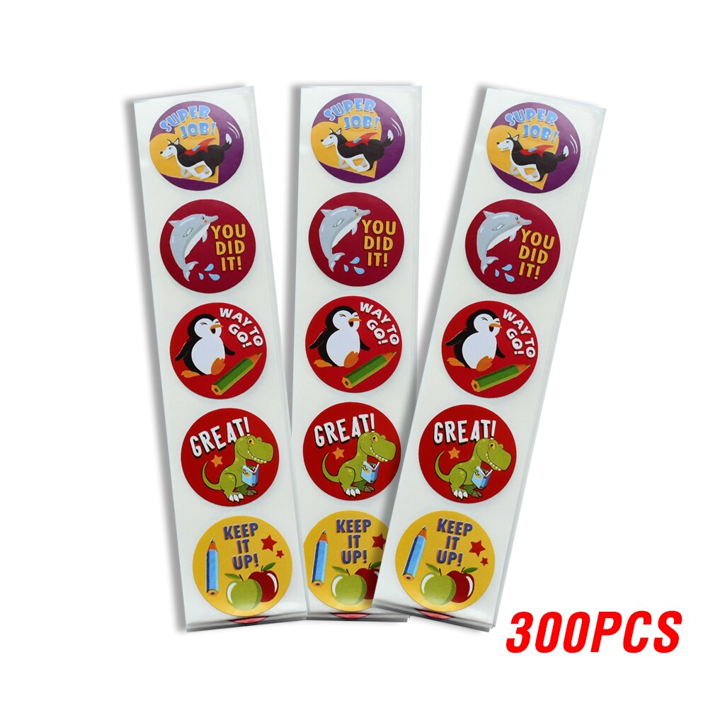 100-500pcs Encouragement Sticker Reward Stickers Roll For Kids Motivational Stickers With Cute Animals For Students Teachers: QY531-300pcs