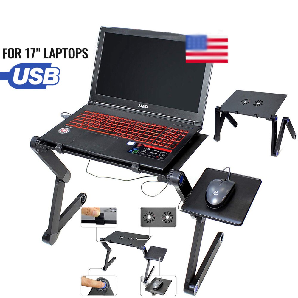 Lüfter Laptop schreibtisch Tragbare Verstellbare Faltbare Computer Schreibtische Notizbuch Halfter tv bett PC Lapdesk Tisch Stehen Mit Maus Pad