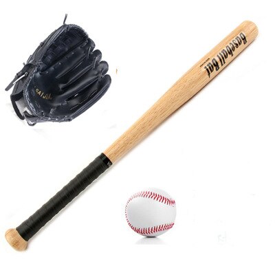 Spiele Ich bin freien freundlicher Sport Spielzeug Baseball mit Tragetasche Aluminiumlegierung Holz Schläger, Pu-leder Handschuh, 9 &#39;&#39;Weiche Baseball Spielzeug: Holz Schläger Schwarz Handschuh