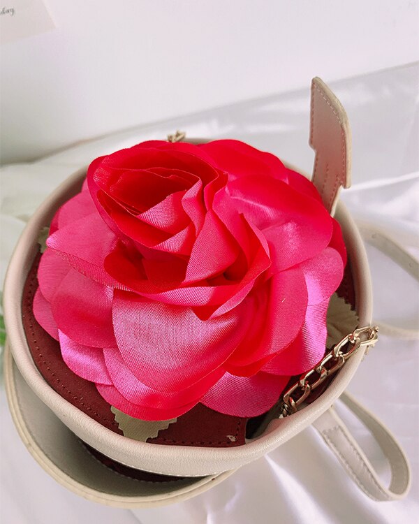 Lässige schultertasche in blumentopfform mit kette, damen-crossbody-tasche, beuteltasche, lustige handtasche, lässiger beutel aus pu-leder