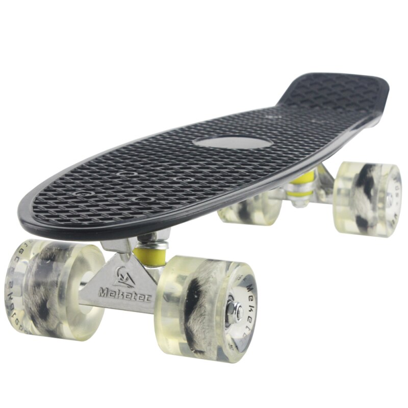 Skateboard Fishboard Longboard Mini Cruiser Four-wheel LED Flashing Scooter Board Plastic Aluminum Bracket Street Outdoor Sports: black