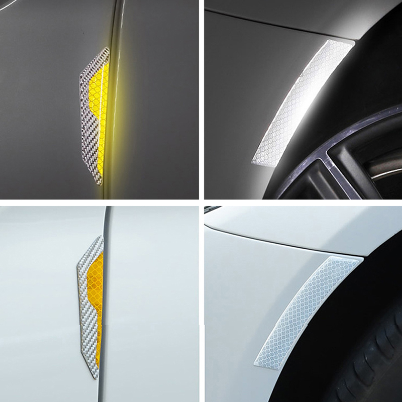 4 Uds. Pegatinas anticolisión para puerta de coche, pegatinas para el cuerpo, pegatinas de advertencia reflectantes, decorativas, resistentes a los arañazos, universales modificadas
