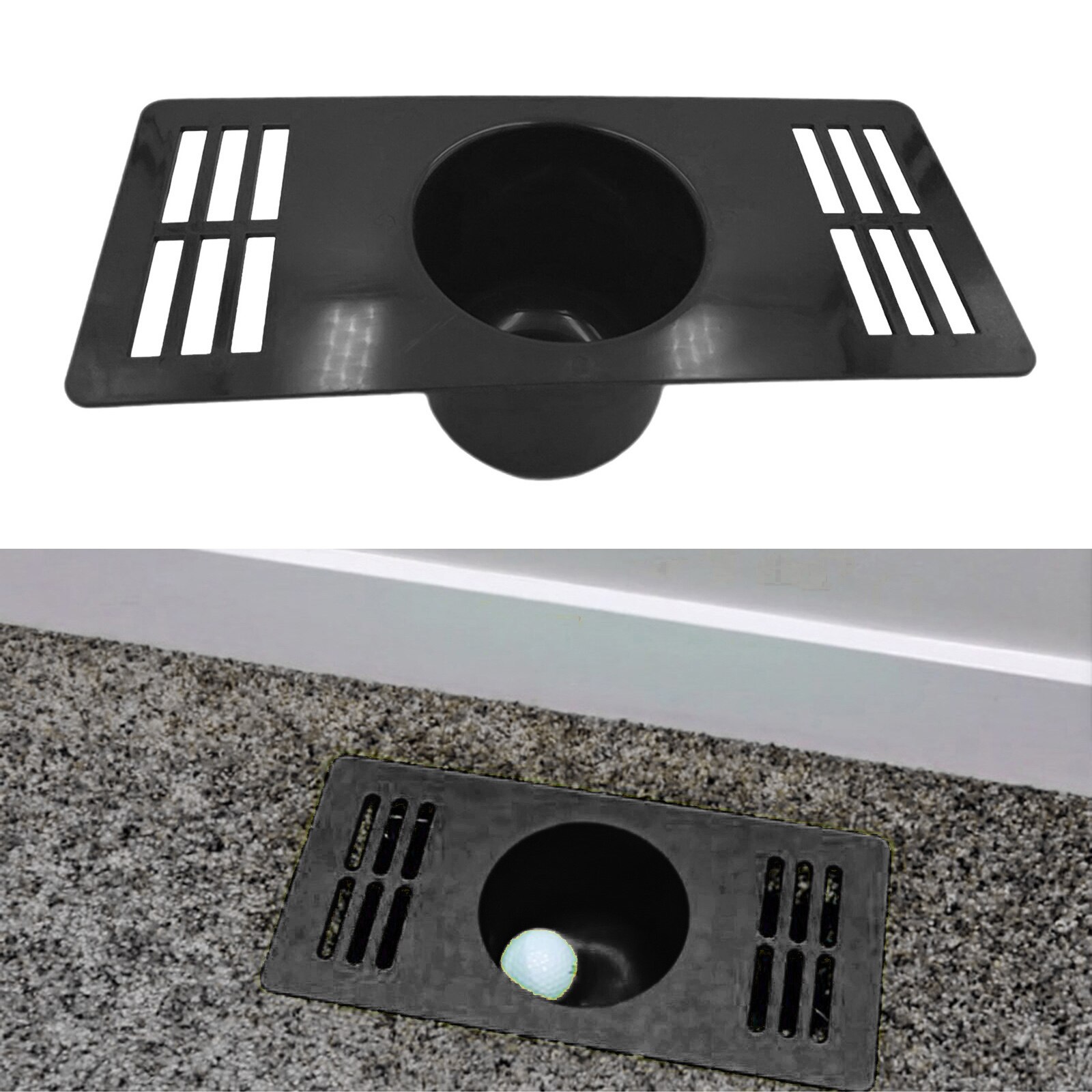 Indoor Golf Putting Trainer Hole Mats Home Training Aid Adjustable Hole Stress Reliever Accs Leisure Toys: black
