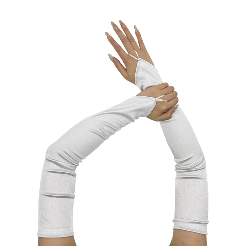 Long Gloves for Women Dancing Elastic Fingerless Gloves Satins