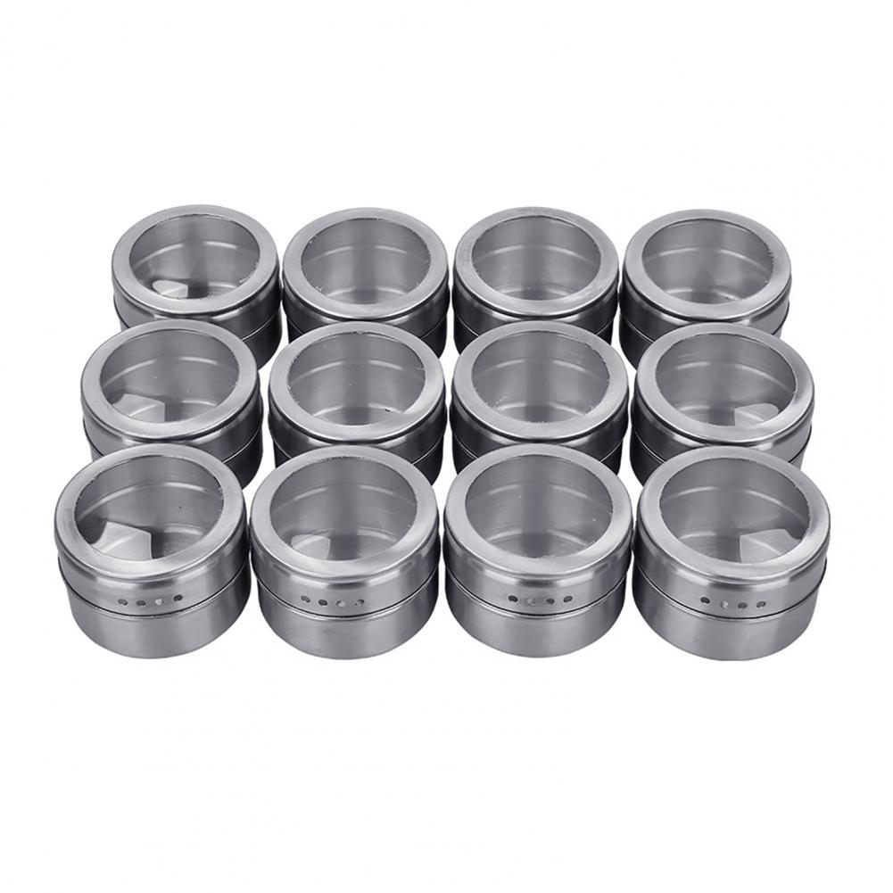 Stainless Steel Magnetic Spice Pot Jar Dustproof Visible Seasoning Box Cruet Can Kitchen Organizer Supplies Tightness Easy Open