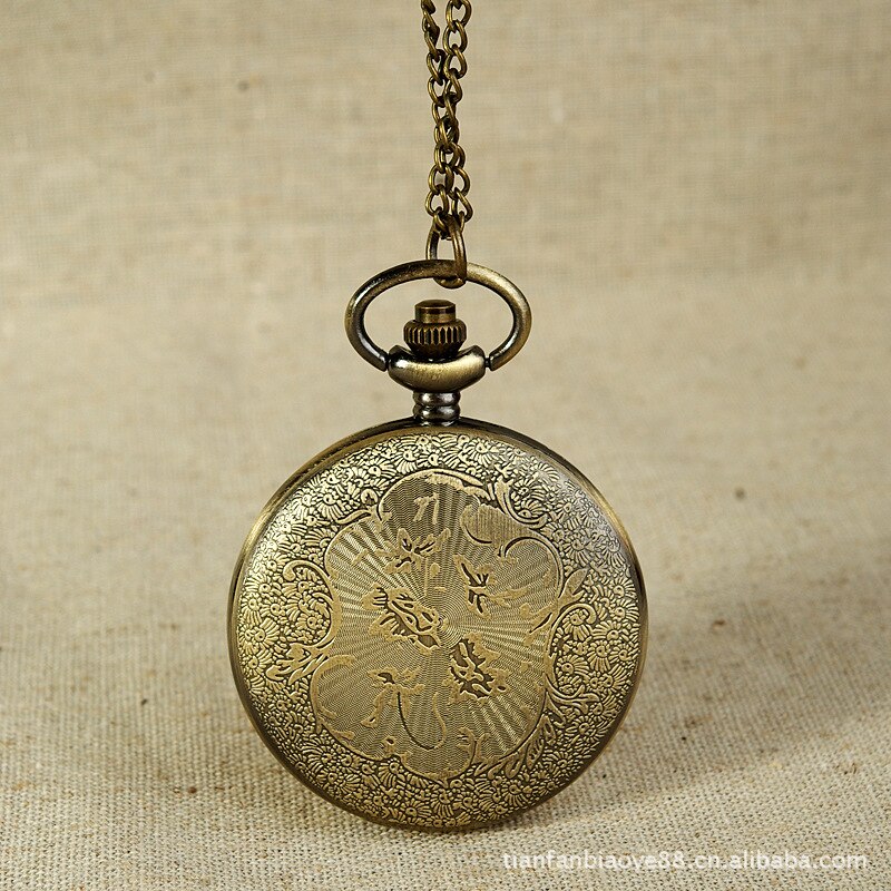 Grote holle grote oude bloemenzakhorloge retro opwindbaar bloemenzakhorloge met ketting