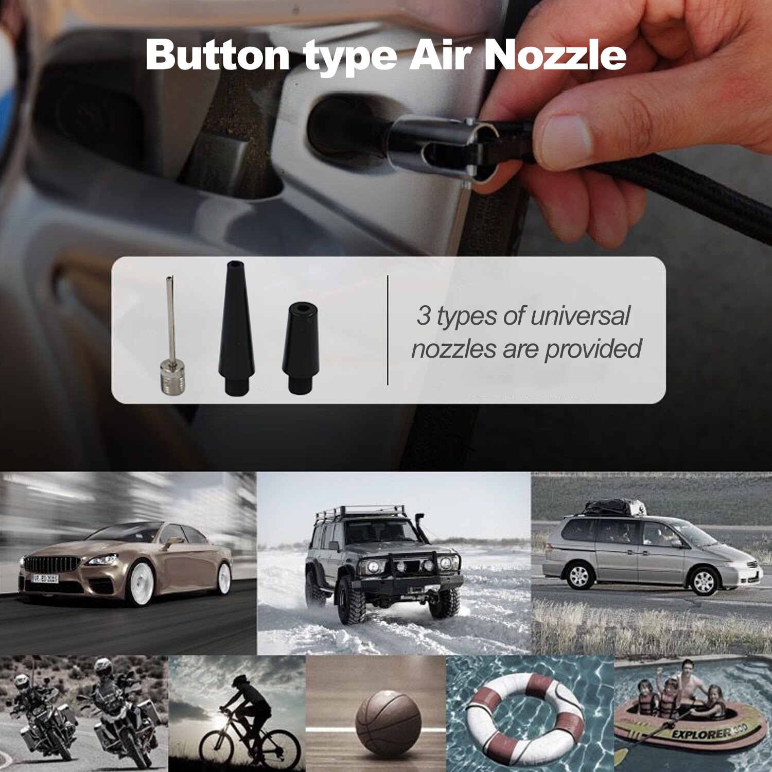 DC 12V Portable Air Compressor Car Electric Inflation Pump Tire Air Inflator for Car Bicycle Motorcycle Paddle Board