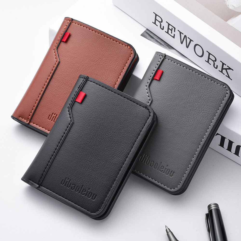 Mini portefeuille Ultra-fin en cuir PU souple pour hommes, 1 pièce, porte-cartes de crédit, court et Vertical, de