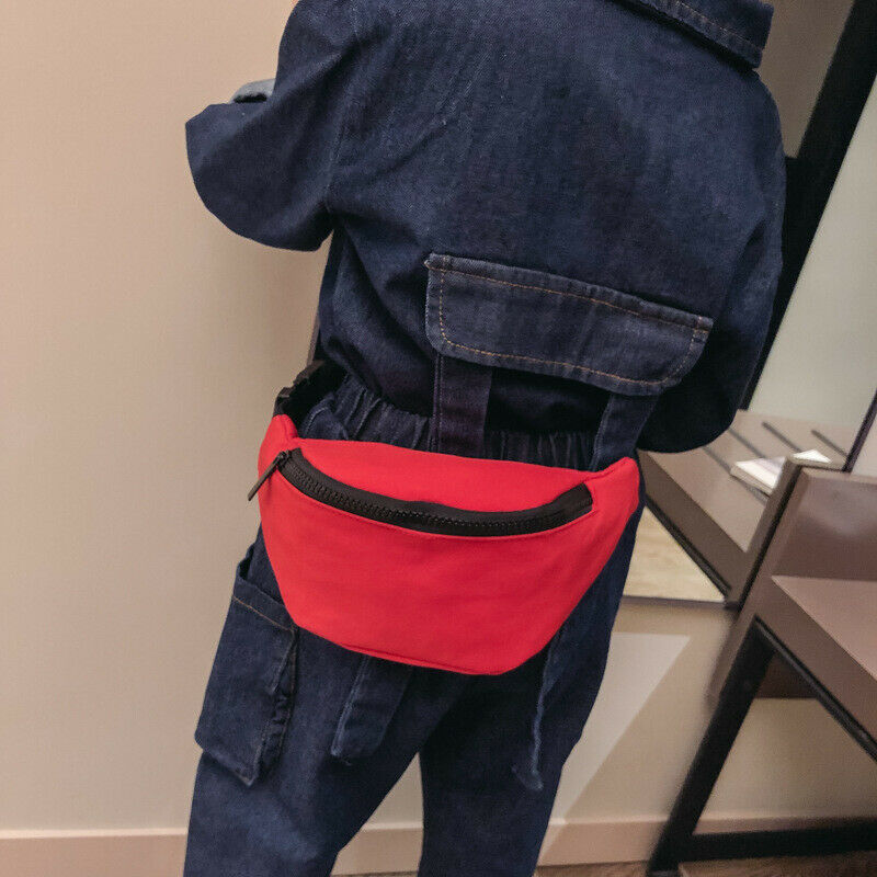 Mignon fille dame taille sac décontracté solide couleur nylon fermeture éclair fanny pack extérieur voyage poitrine sac
