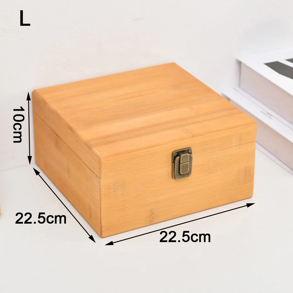 Caja de almacenamiento de madera S/M/L, madera de pino con tapa, cerradura de Metal Vintage, Cajas de artesanales de gran capacidad para decoración del hogar, organizador de joyas: Rojo