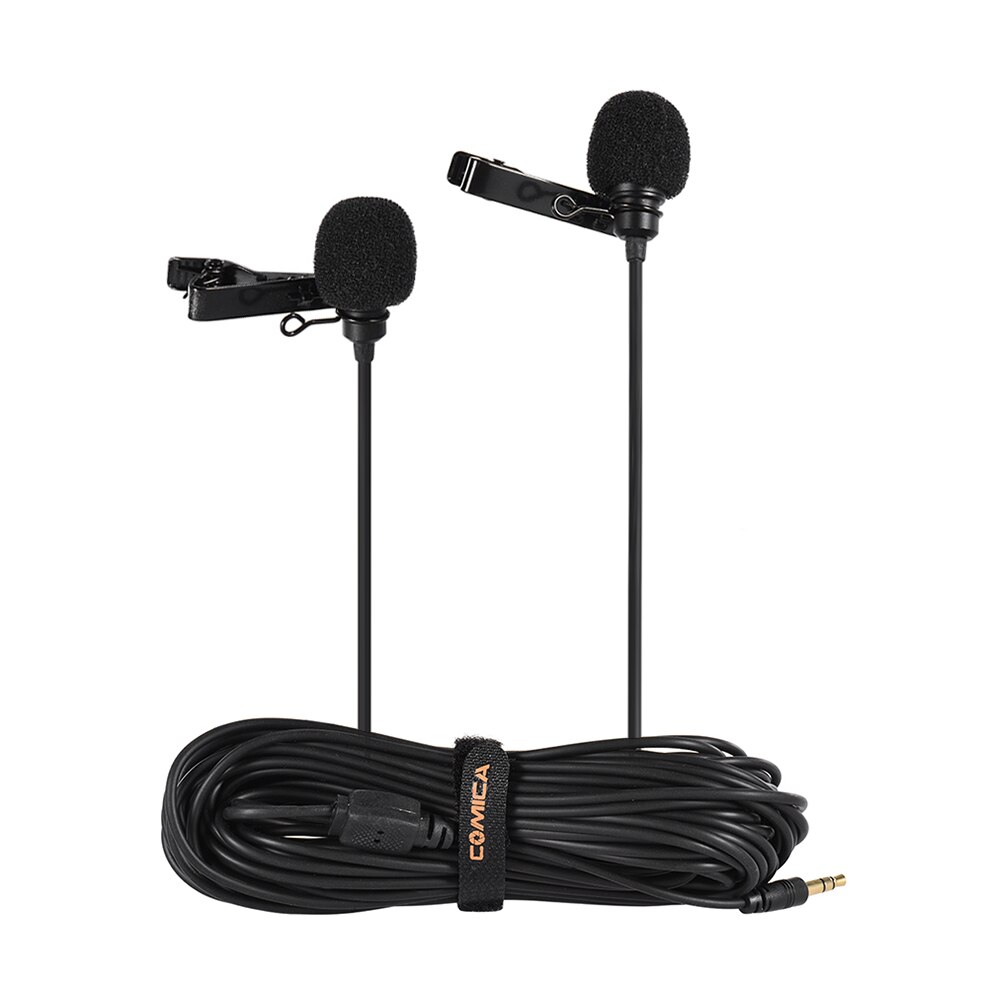 Comica-Micrófono de solapa Lavalier de doble cabeza, micrófono condensador omnidireccional con Clip, 2,5 M/4,5 M/6M, para Smartphone, cámara DSLR, GoPro, PC