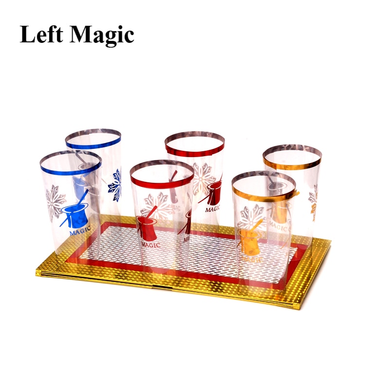 Seks kopper ud fra to tallerkener magiske trick kopper vises scene magiske rekvisitter bord illusioner gimmick tilbehør sjovt  g8185