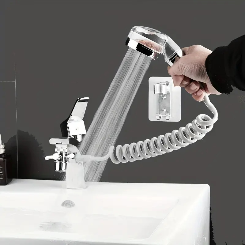 Bathroom Faucet Extender With External Shower Head Washbasin Tap Water Divider Bidet Sprayer For Hair Washing Toilet Cleaning