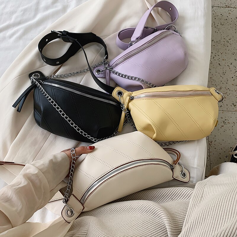 Bolso cruzado de cuero PU de Color liso para mujer, verano , bolso de hombro con cadena, Bolsos De Mujer, bolso sencillo de pecho