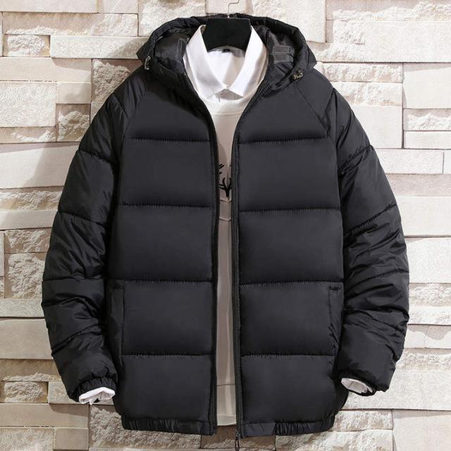 3xl menn vinter uformelt hette tykk vattert jakke glidelås slank menn og kvinner kåper menn parka yttertøy varm: Svart / S