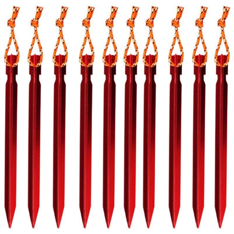 Zeltheringe, rhombische zeltheringe, 7 cm, ultraleichter aluminium-camping-wanderhering mit zugschnüren und tasche,  of 10,er- pack, rot: Default Title