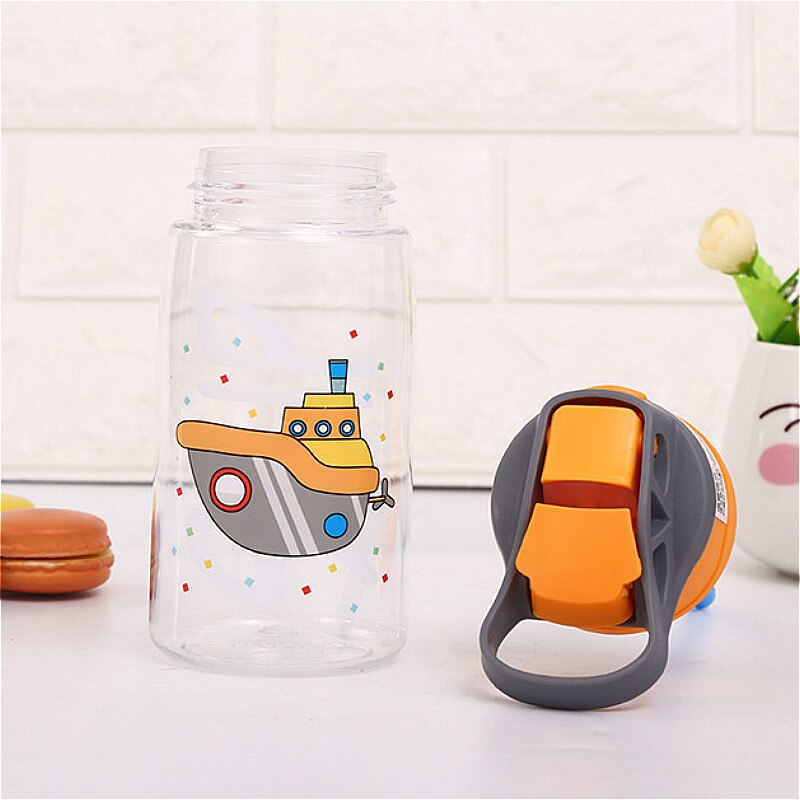 Vaso de agua para niños de 480ML, tazas de alimentación de bebé con dibujo , con pajitas, botellas de agua para exteriores, portátiles