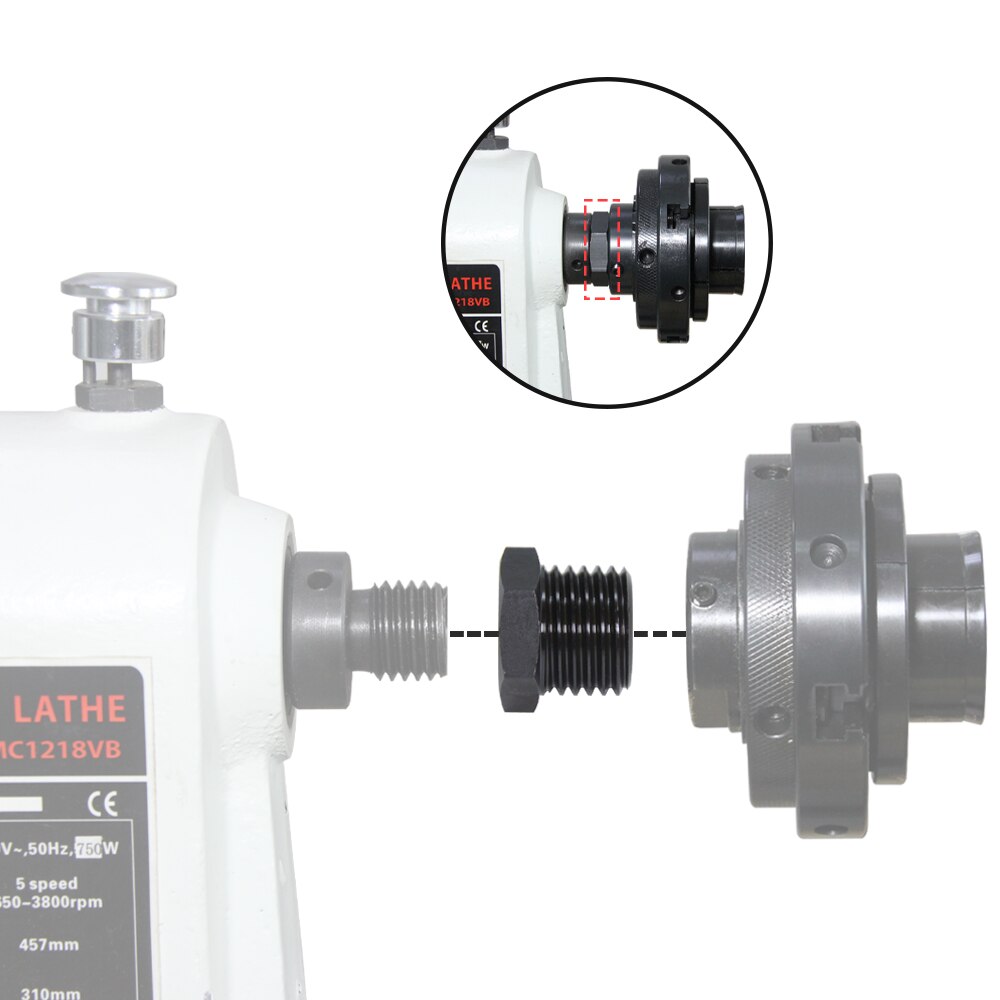 Adaptador de husillo de cabezal de torno, rosca de 1 ”/8TPI M33 x3.5 mm M18-2,5mm, inserto de mandril, torneado de madera, accesorios para herramientas de carpintería