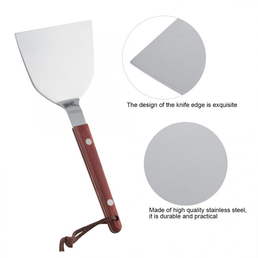 Łopatka kuchenna drewniana rączka grill tokarz stal nierdzewna metalowa skrobak robić naleśnika Teppanyaki łopata naczynie robić gotowania