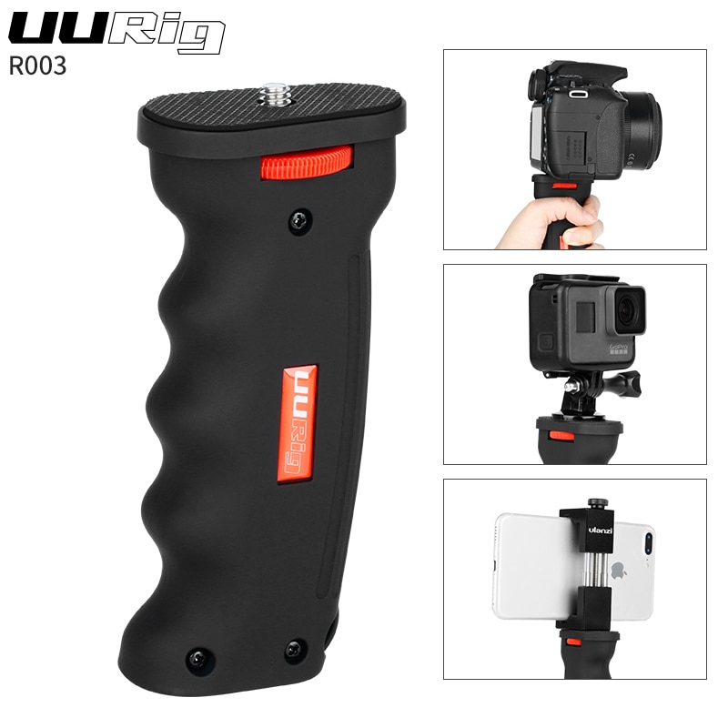 Uurig R003 Handgreep Stabilizer Houder Universele Plastic Handvat Voor Gopro Action Camera Dslr Slr Camera Smartphone 1/4 Schroef Vlo