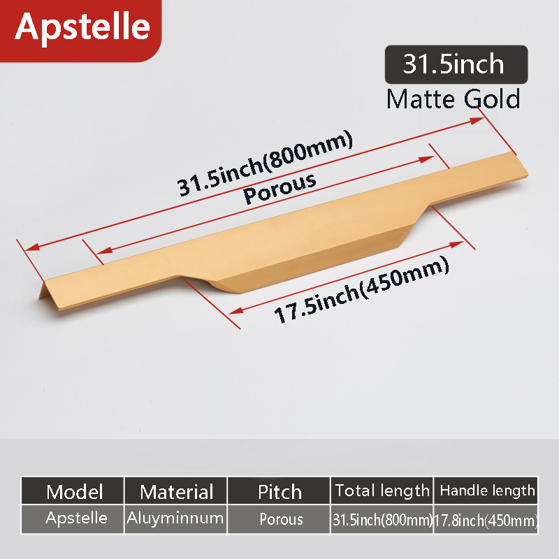 Aluminum Alloy Hidden Home Improvement Black Furniture Handle Furnitur Door Handl T Bar Black Gold Home Improvement: 2-Gold-800mm