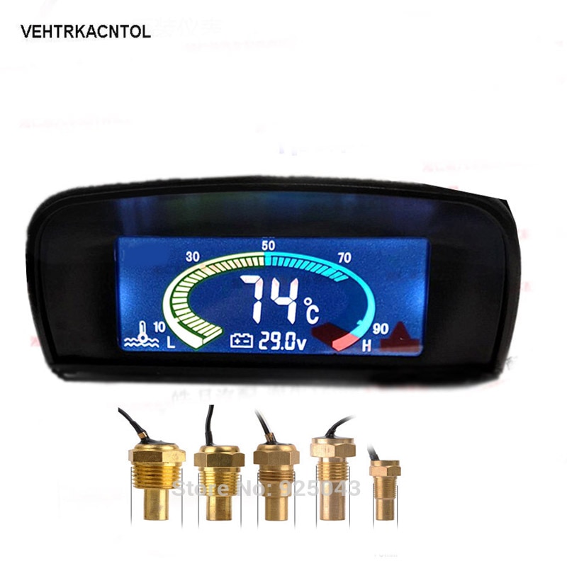 VEHTRKACNTOL 12 v 24 v Auto Vrachtwagen Water Temperatuurmeter Meter Voltmeter Voltage Gauge 2 In 1 Zonnekap