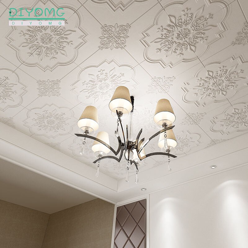 Roof Ceiling Wallpaper 3D PVC Self-adhesive Wall Sticker Waterproof Wallpaper for Living Room Bedroom Decor Sticker Contact Pape