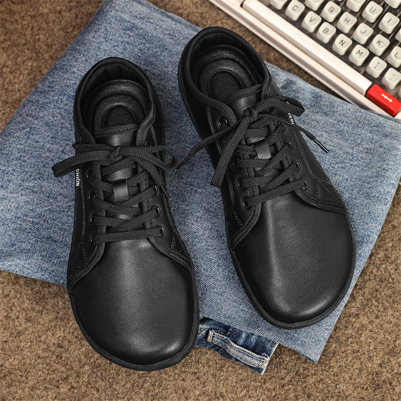 Minimalistischer Schuh, Größe 37–48, für Herren und Damen, breiter Zehenbereich, Barfuß, lässig, Kunstleder, leichte wandern-Sportschuhe: Schwarz / 41