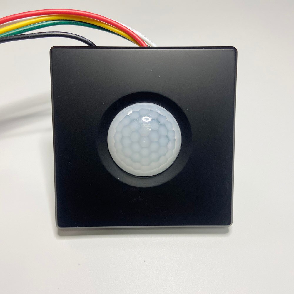 wall mounted 86mm box movement infrared detector 12V wired motion sensor NC NO relay signal smart control security alarm: 013Black