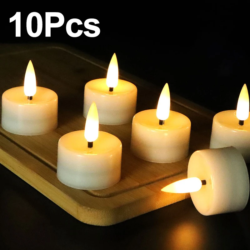 Vela LED parpadeante con batería, luz intermitente sin llama, lámpara de decoración romántica para de boda y cumpleaños, 10/5 Uds.