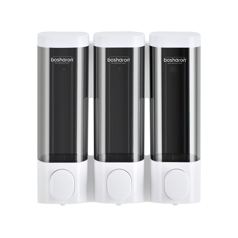 Triple Soap Dispenser Wall Mount Shampoo Dispensers Detergent Shower Gel Bottle Gold 300ml Plastic Bathroom Accessories For Home: White Triple