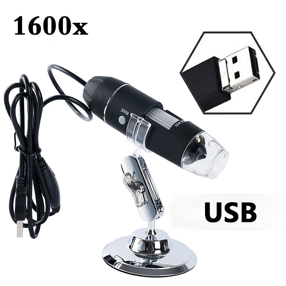 1000X Zoom WIFI HD Desktop Electronic Digital USB Microscope 8LED Plastic Support Stand For Apple Android Phone PC: USB Wire control