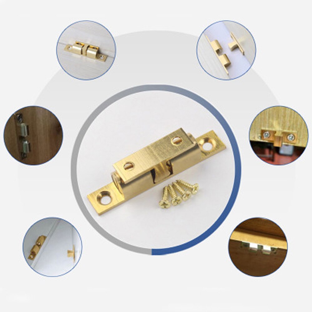 Brass Adjustable Double Ball Tension Roller Catch Hardware Fitting Cabinet Closet Furniture Door with Screws Door Stop Magnetic