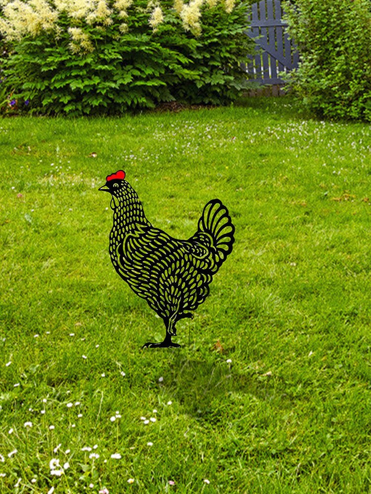 Ornamenti da giardinaggio pollaio arte giardino esterno cortile prato arredamento metallo gallina cortile arredamento regalo decorazioni pasquali