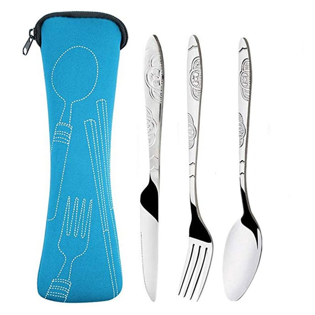 Roestvrij Staal Steak Bestek Duurzaam Praktische Milieuvriendelijke Draagbare Outdoor Servies Set Roestvrij Stalen Bestek: Blauw