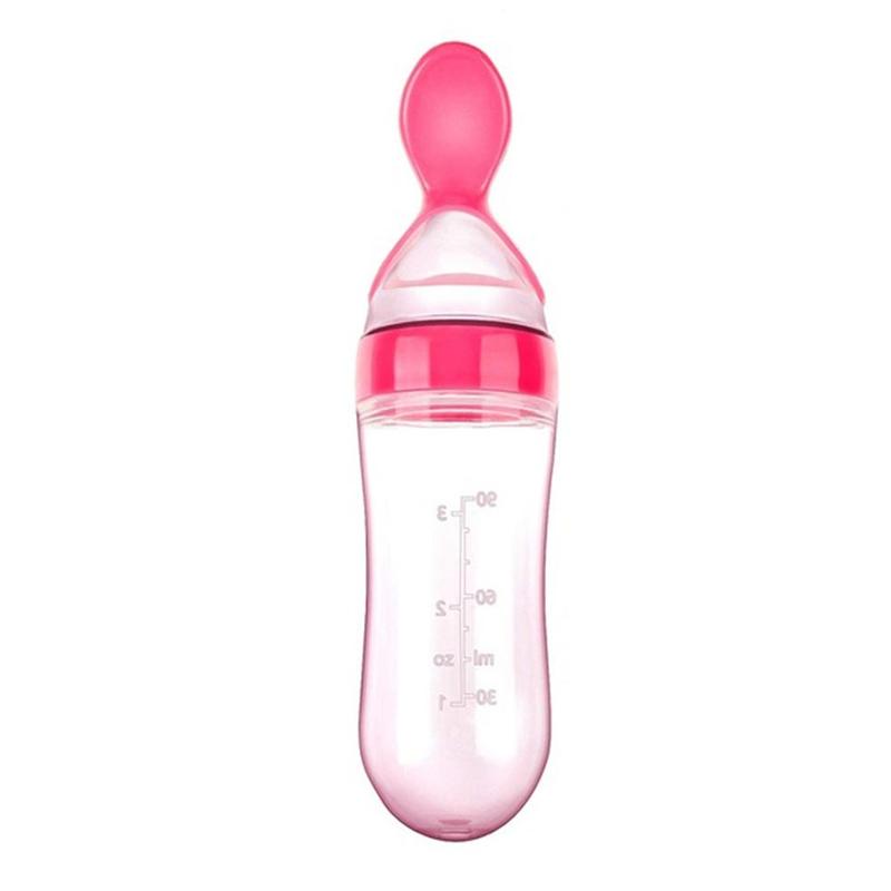 Baby rijst pap fles baby siliconen melkfles knijp lepel pap rijst voer lepel rijst kind supplement fles c  u3 y 5: Roze stijl 2