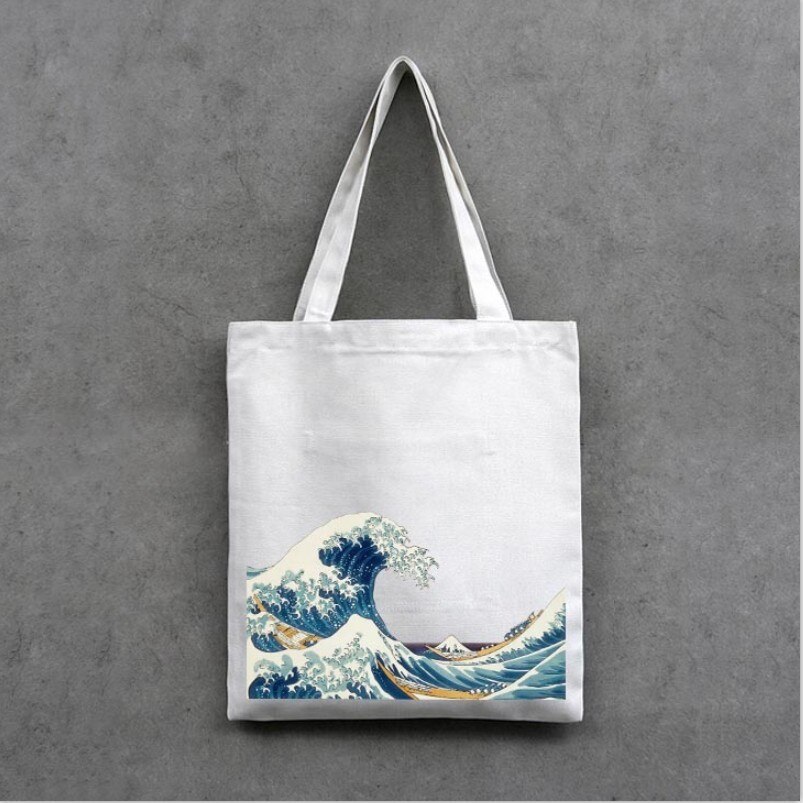 Foldable Women Canvas Shopping Bag Reusable Cloth Tote Bags Travel Storage Handbag Shoulder Bag Female Shopper: White