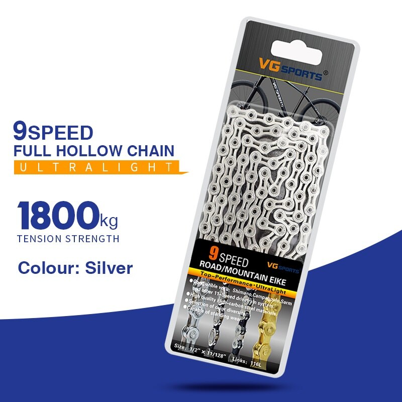 Fahrrad Kette 8 9 10 11 Geschwindigkeit MTB Rennrad Halb/Voll Hohl Kette Silber Gold Regenbogen Ketten für shimano SRAM Campanolo System: X9SLR Silber-