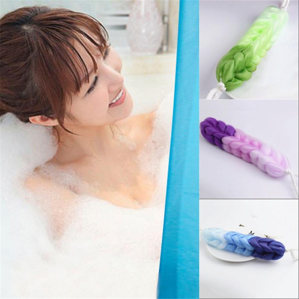 1pc lange gnidende vaskeklud badebørste til ryghåndklæder eksfolierende skrubbe svamp til krop badeværelset tilbehør nylon håndklæde
