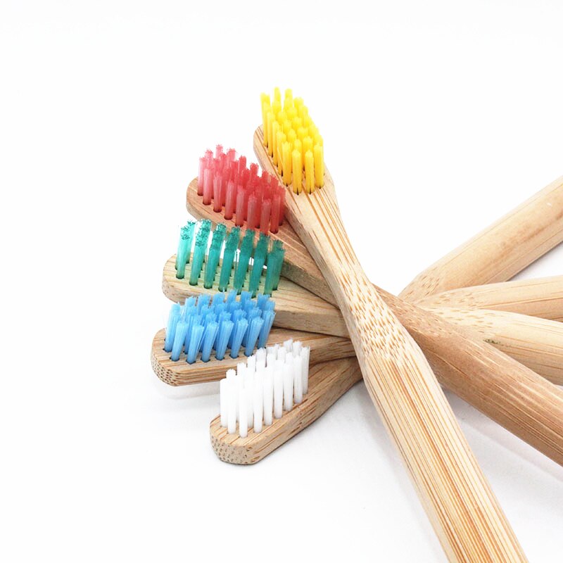 1Pcs Kids Kleurrijke Bamboe Tandenborstel Ronde Handvat Natuurlijke Koolstofarme Eco-vriendelijke Zachte Tandenborstel Oral Care