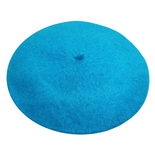 pas cher nouvelles femmes laine solide couleur béret femme Bonnet casquettes hiver tout assorti marche chapeau casquette 20 couleur: lake blue
