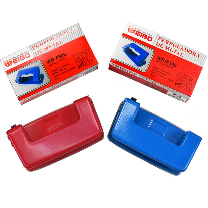 Mini Double hole puncher WB8300 Two holes Portable Metal ABS School Office Stationery 23-sheet aperture 5.5mm