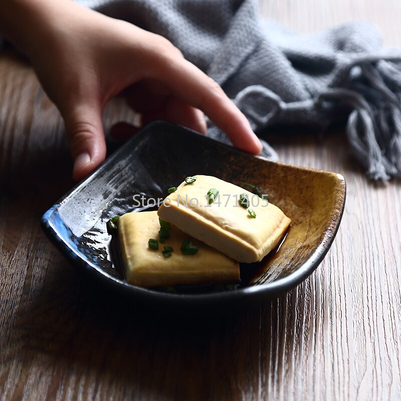 Japanese Tableware Ceramic Snack Plate Appetizer Plate Cold Dish Plate Restaurant Household Small Plate Dish