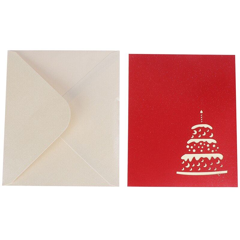 3D Happy Birthday Cake Postcard With Envelope Friends Greeting Cards