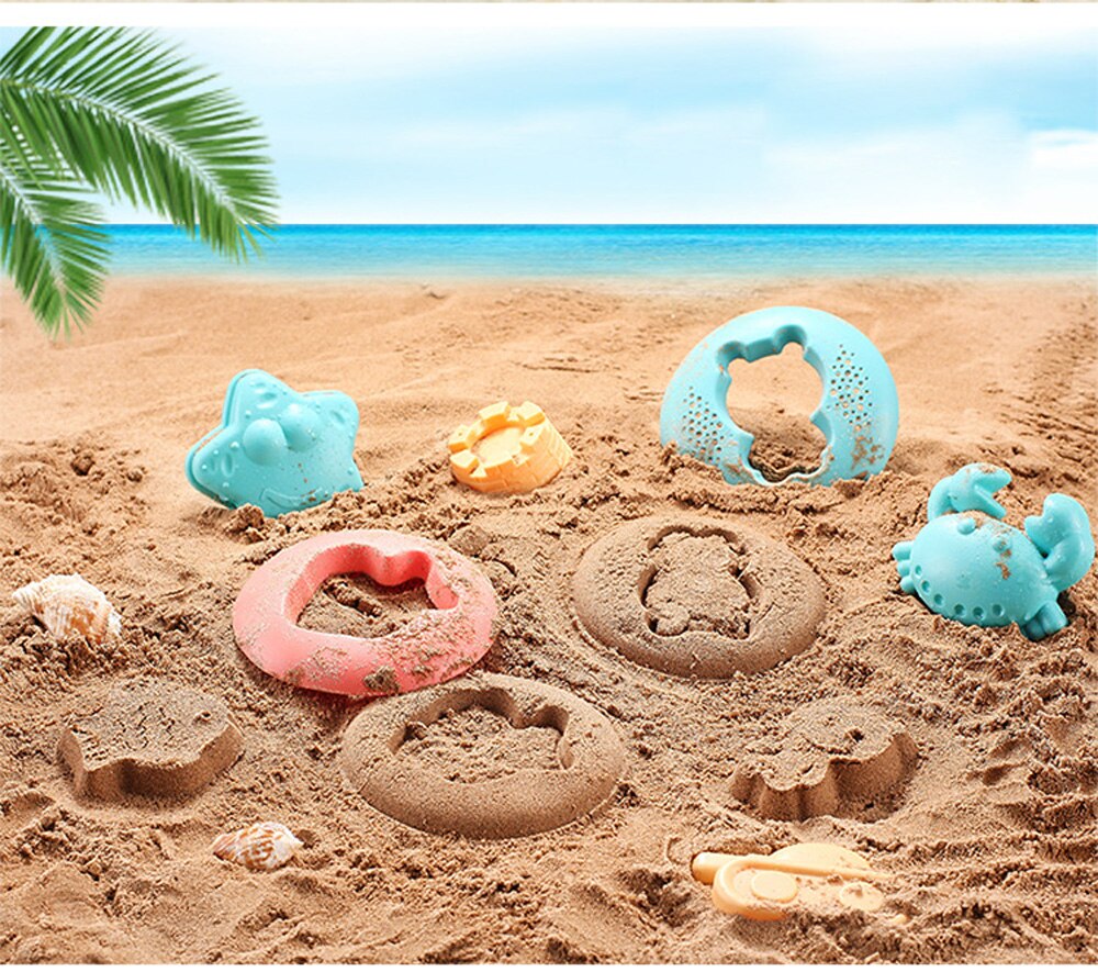 Blød silikone strand sand legetøj til børn sandkasse sæt hav og spand rake timeglas vandbord spille sjov skovl skimmel med taske