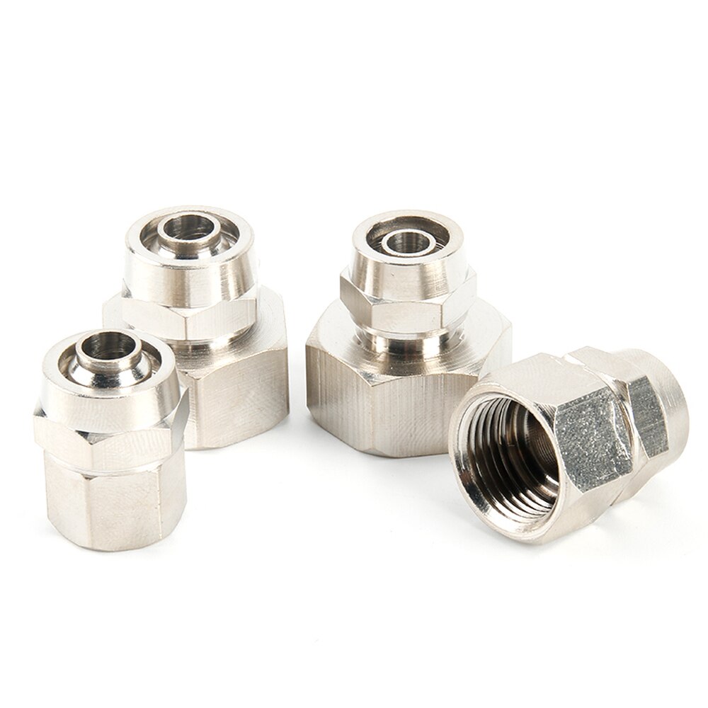 Pneumatische twist fit 4/6/8/10/12mm od slang  x 1/8 " 1/4 " 3/8 " 1/2 " binnendraad koper nikkel plating luchtslang snelkoppeling